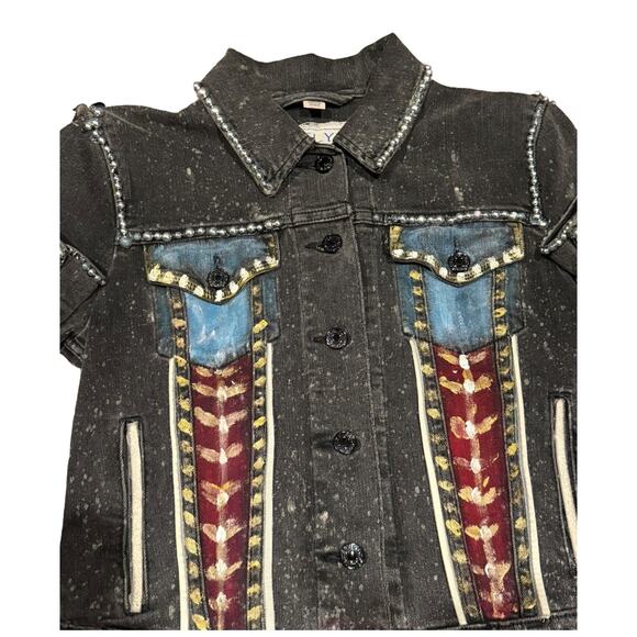 Levi’s Embellished Beaded Denim Jacket by Evelyn Taylor 1/1 jacket size small - Picture 4 of 13